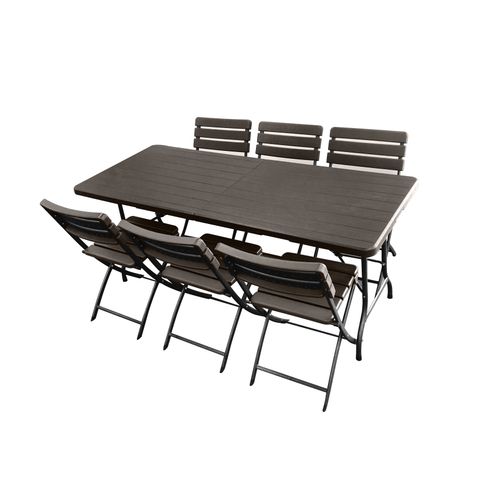 Mesa plegable a la mitad y 6 sillas Goodtime Forest