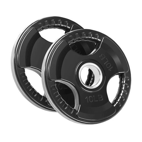 Disco olimpico de 3 agarres negro de 10 lb