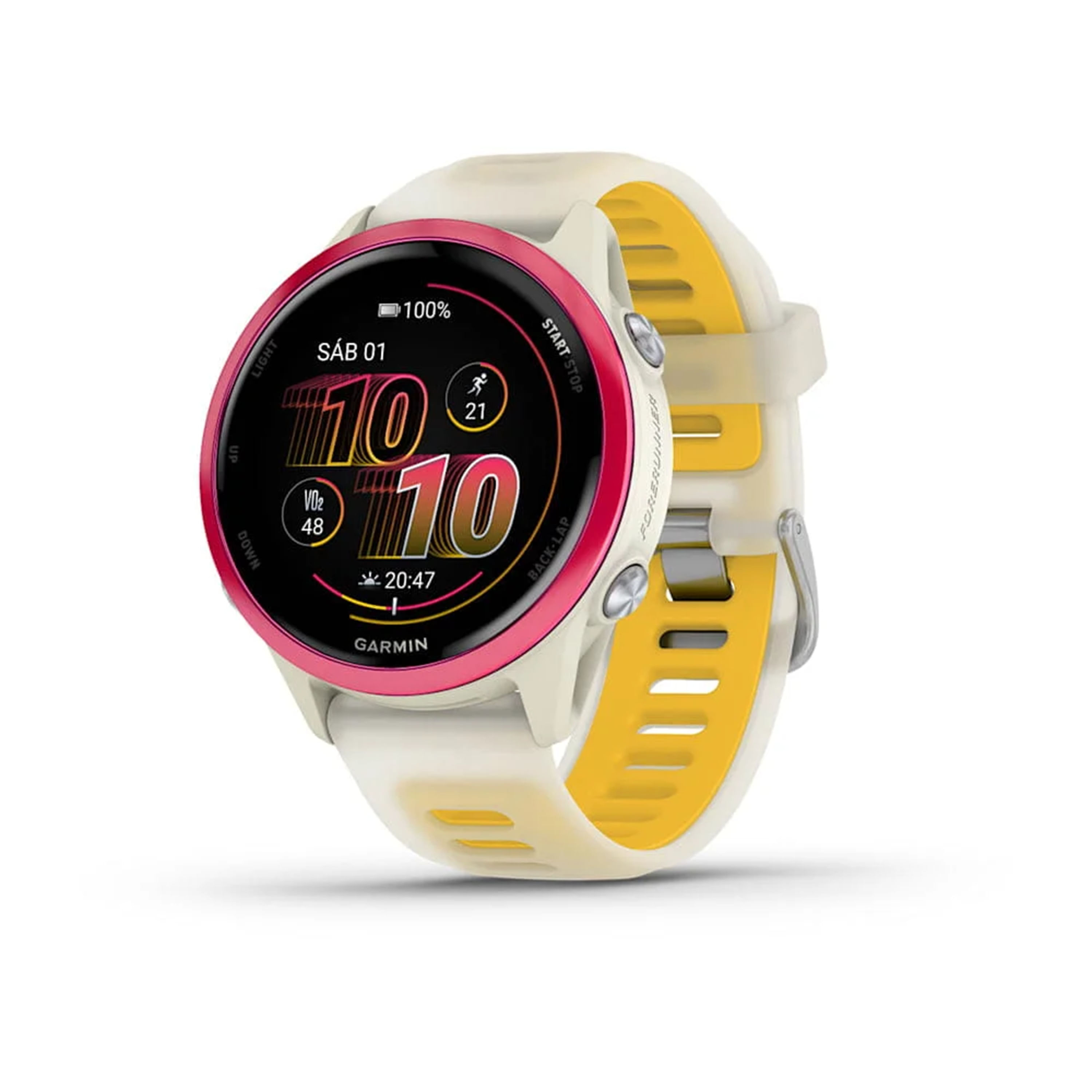 Smartwatch Garmin Forerunner 570 - 42mm Raspberry Translucent Bone/Mango