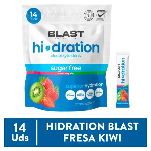 Bebida de electrolitos Hidration Blast Nutrition sabor fresa y kiwi - 14 sticks