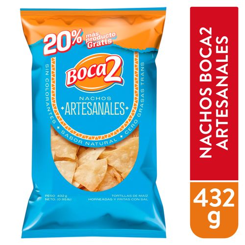 Nachos Boca2 artesanales cero grasa y sabor natural - 432 g