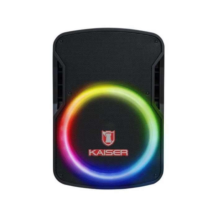 Bocina 15 Circle Light Kaiser Ksr link, Bt,Fm, Usb, Micro Sd, Rec,1 Mic Alambrico, Remoto, Stand, 80W Rms