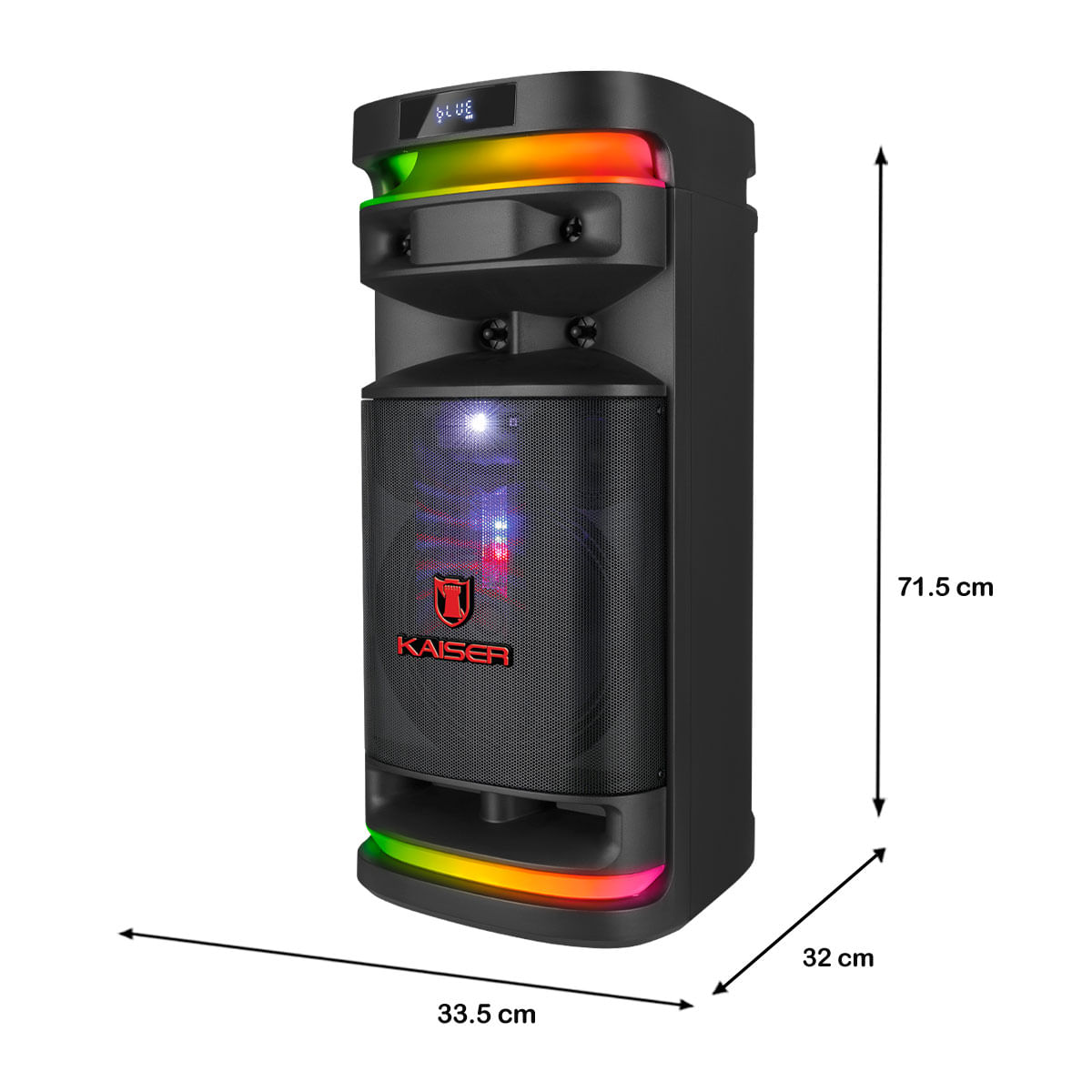 Bocina, One Body Kaiser 10 + Tw 2+ Mr 3 Luz Led Rgb Ksr-Link, Recar, Bt, fm ,Usb, Micro Sd, Aux, Rec, 1 Mic Bt, 70W Rms