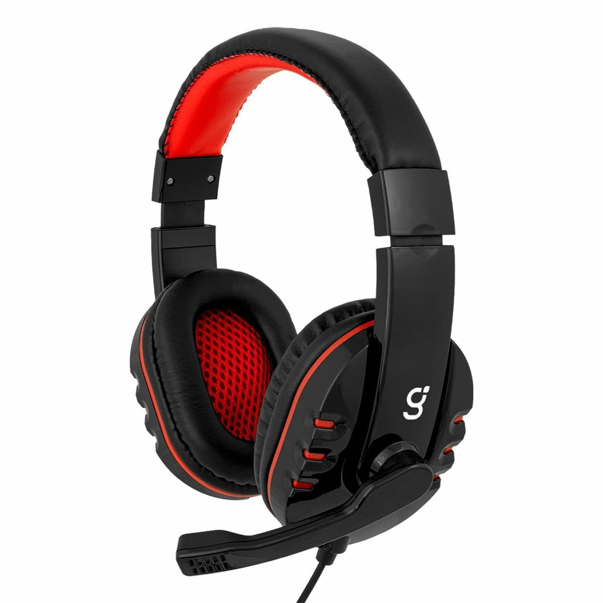 Audífono Mitzu, Diadema Multimedia Tipo Gamer, Micrófono Ajustable, Conexión 3.5 Mm, Cable 1.8 M, Negro Con Rojo
