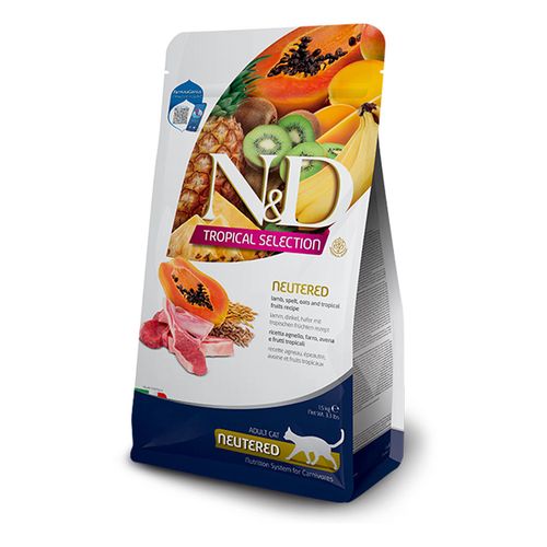 Concentrado para gato adulto N&D tropical selection cordero gato castrado - 15.4lb