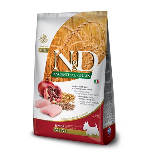 Concentrado para perro adulto N&D ancestral frango senior mini - 5.5lb