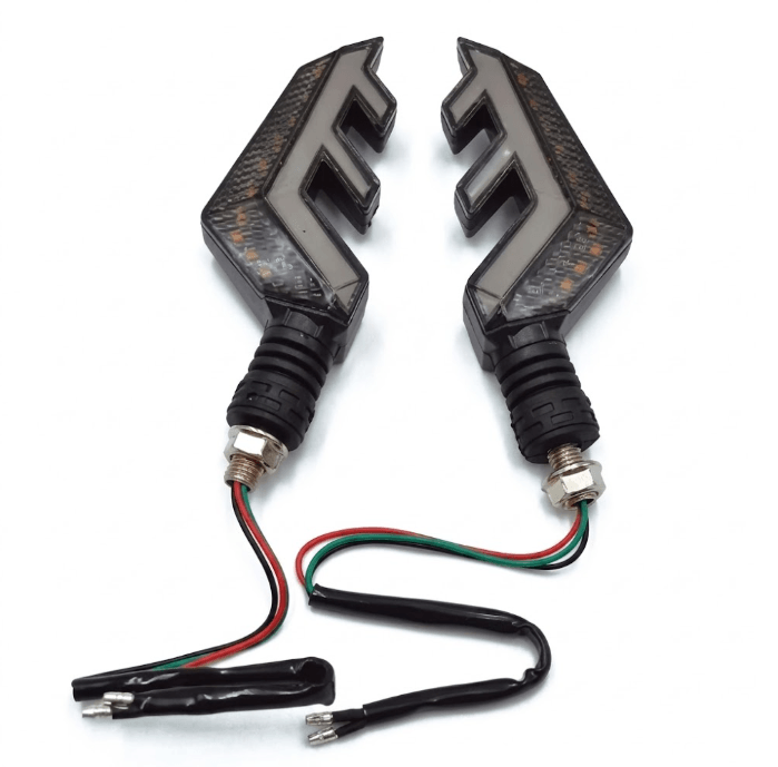 Par de luces direccionales LED universales para motocicleta intermitentes con base flexible 2 funciones.