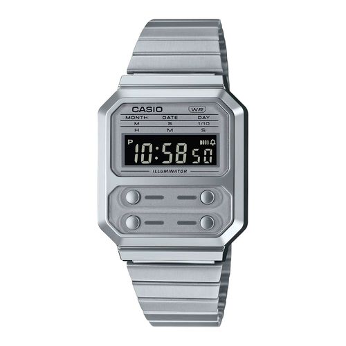 Reloj Casio digital unisex con pulsera de acero modelo: A-100WE-7B