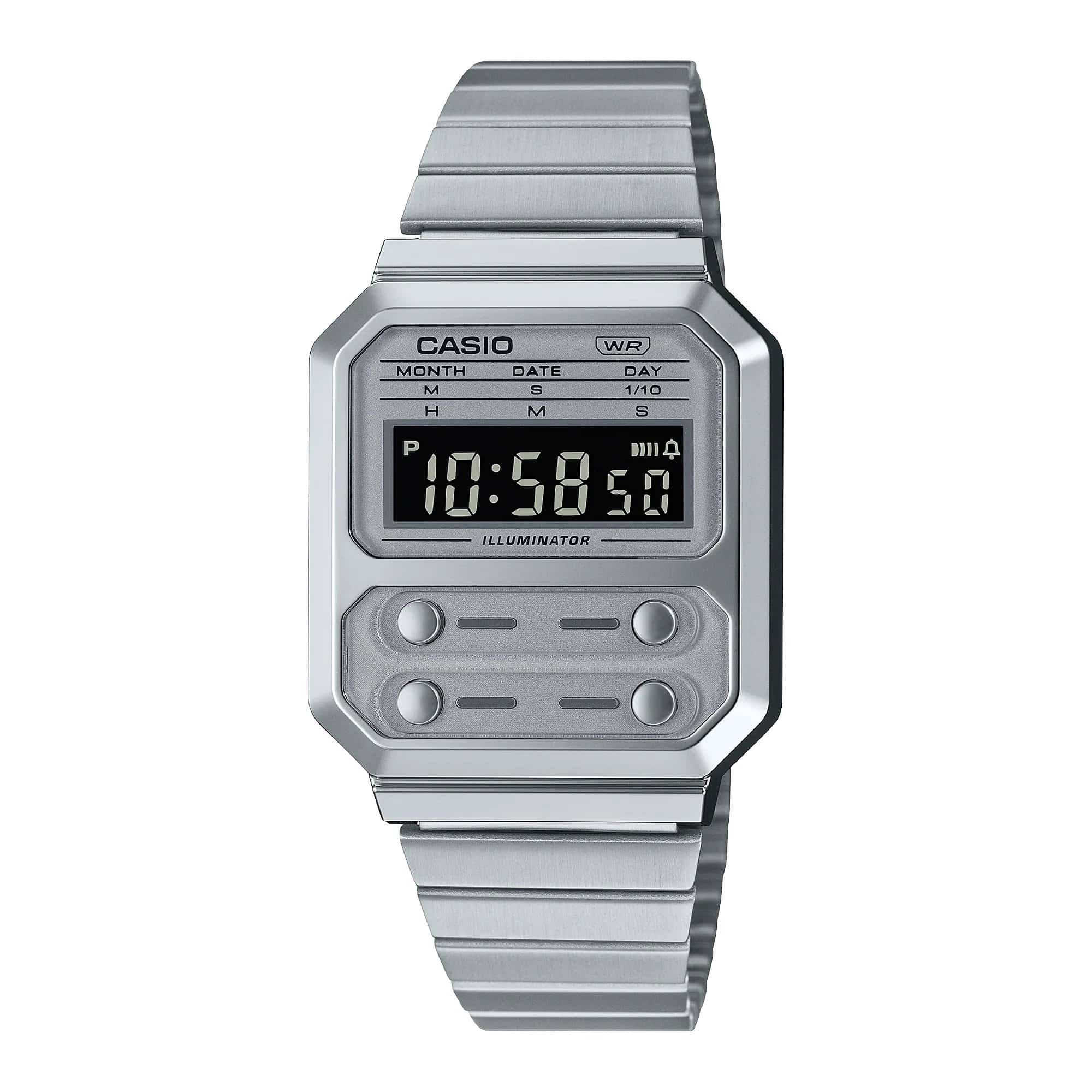 Reloj Casio digital unisex con pulsera de acero modelo: A-100WE-7B