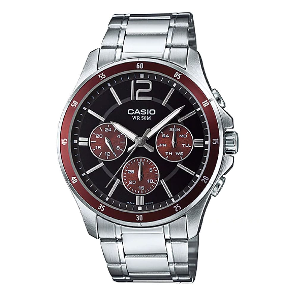 Reloj Casio para caballero con pulsera de acero modelo: MTP-1374D-5AV