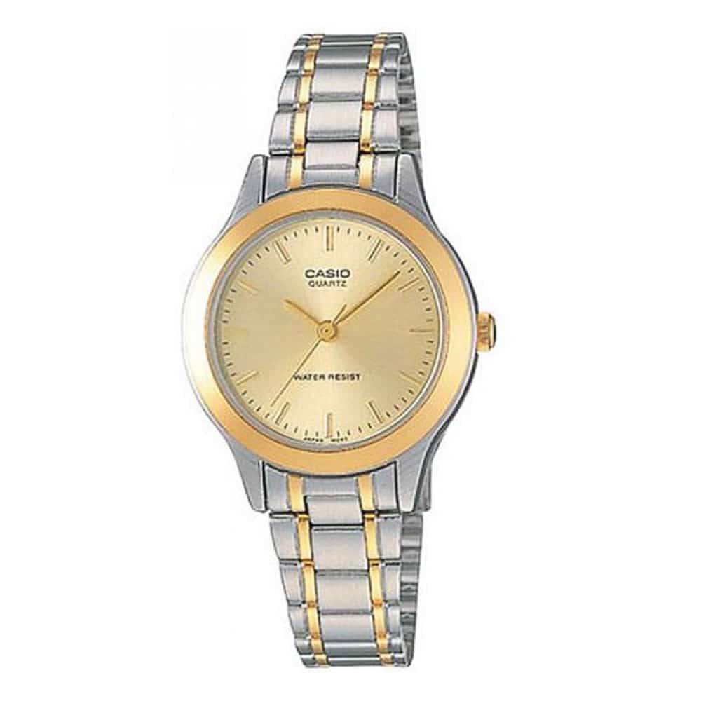 Reloj Casio para dama con pulsera de acero modelo: LTP-1128G-9A