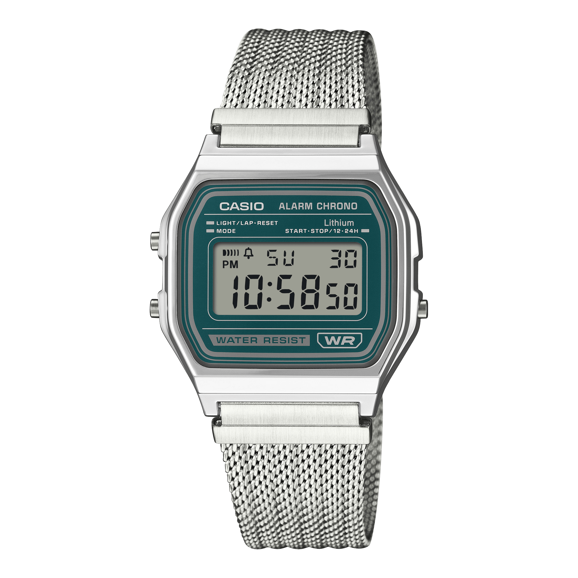 Reloj Casio Vintage Modelo digital unisex con pulsera de acero modelo: A158WEM-3