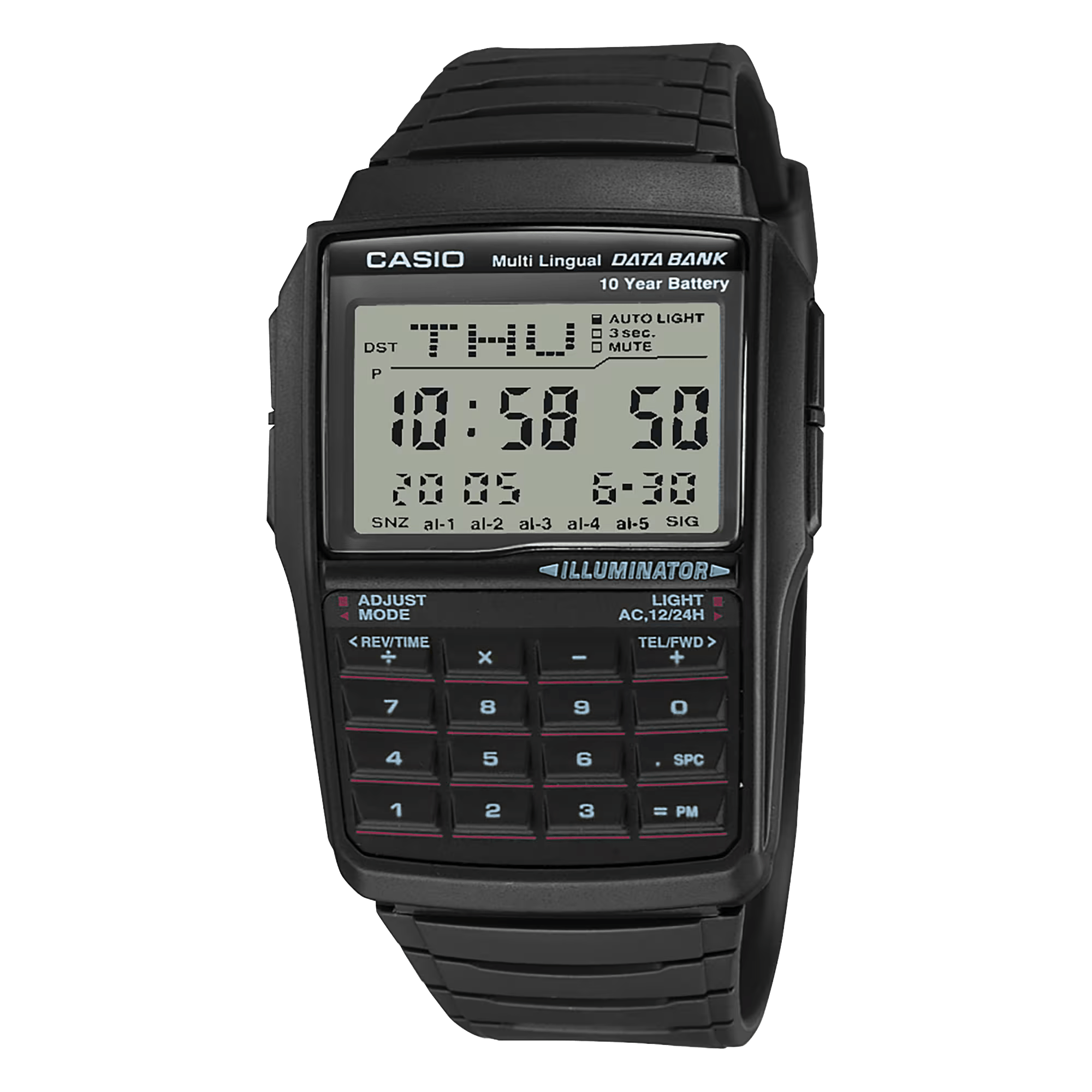 Reloj Casio digital para caballero con correa de resina modelo: DBC-32-1A
