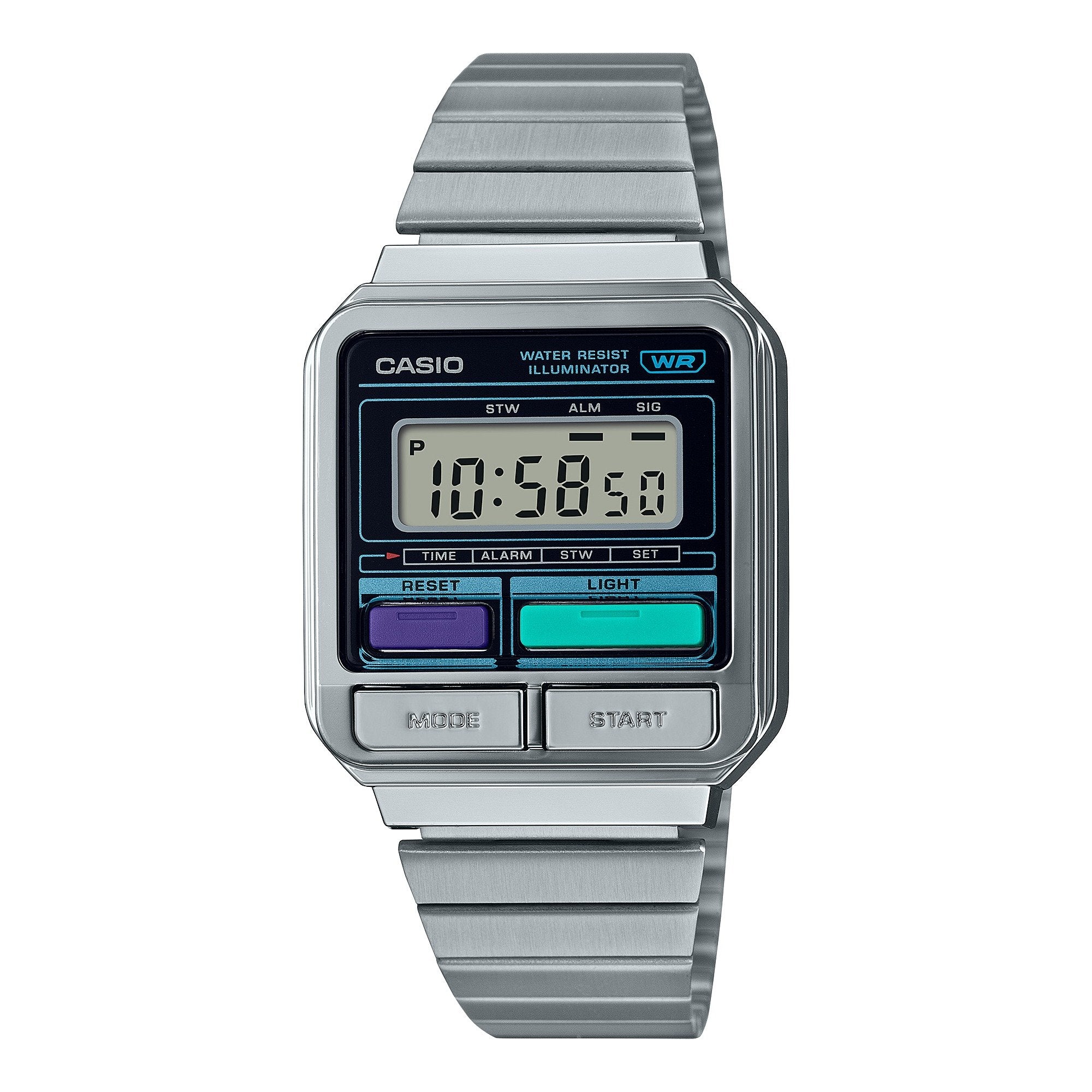 Reloj Casio digital unisex con pulsera de acero modelo: A120WE-1A