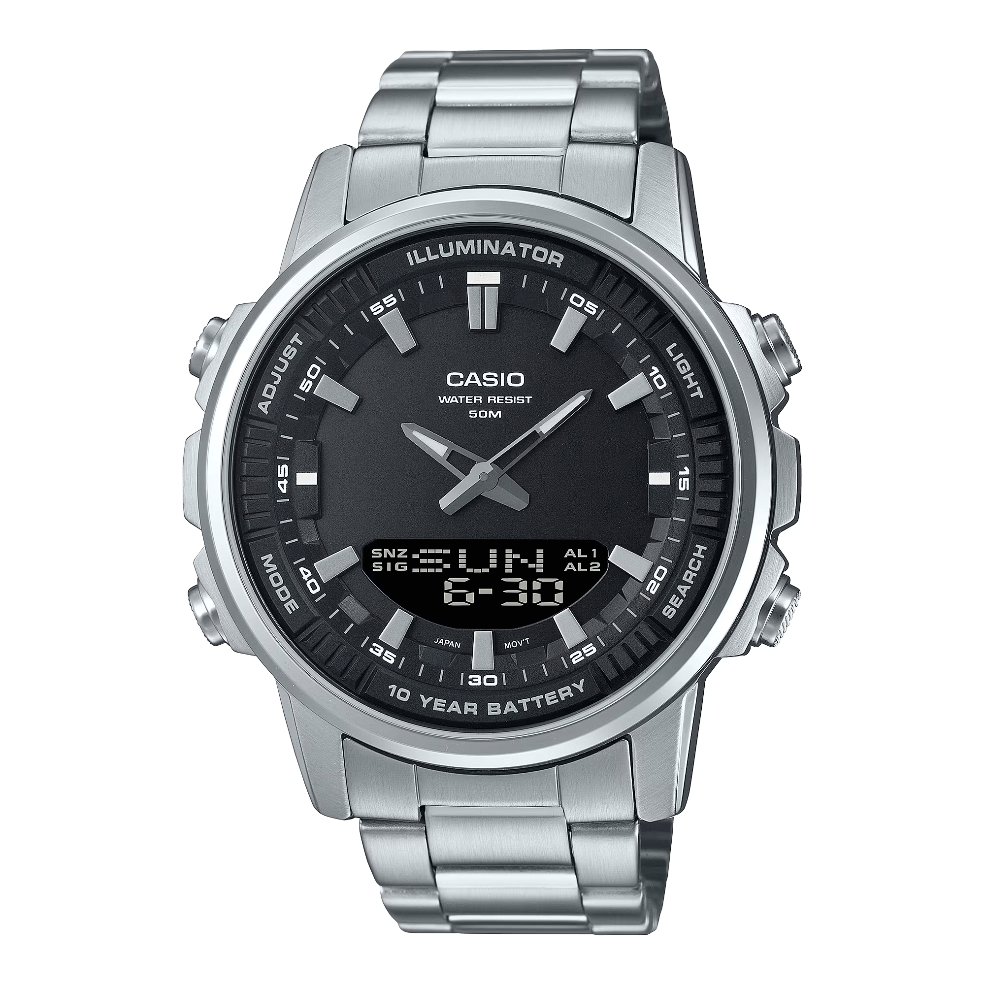 Reloj Casio analógico-digital para caballero con pulsera de acero modelo: AMW-880D-1AV