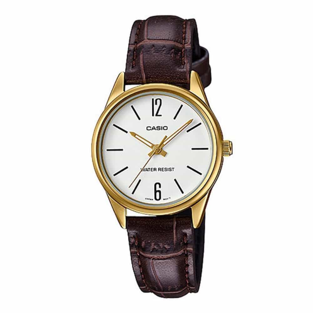 Reloj Casio para dama con correa de cuero modelo: LTP-V005GL-7B
