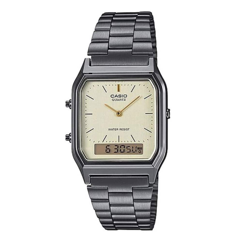 Reloj Casio analógico-digital unisex con pulsera de acero modelo: AQ-230GG-9A