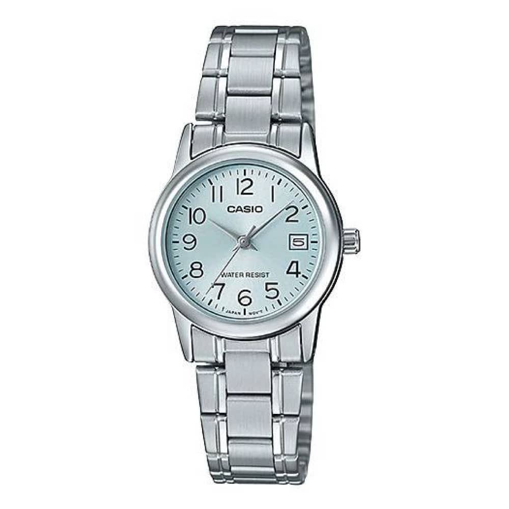 Reloj Casio para dama con pulsera de acero modelo: LTP-V002D-2B