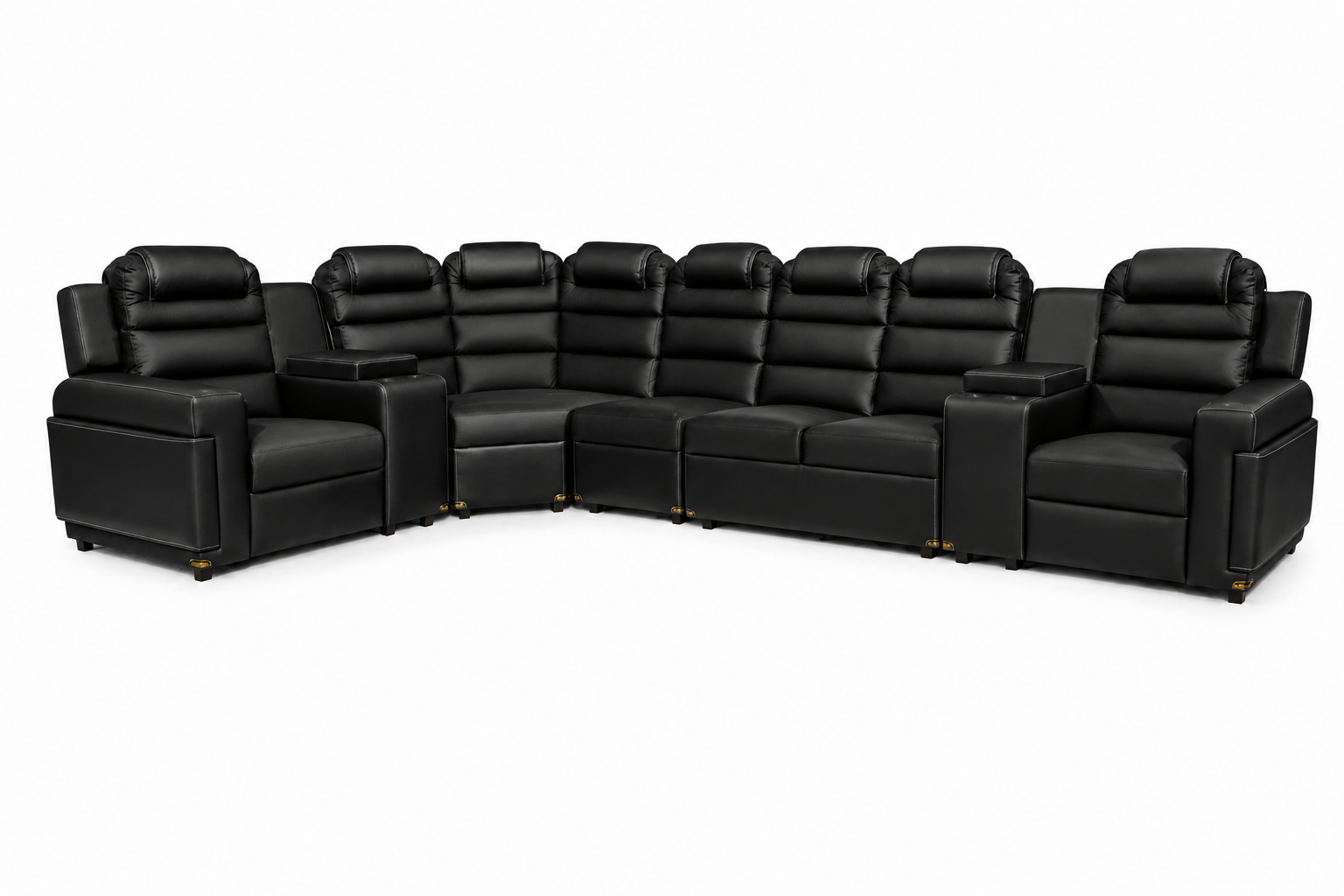 Sala modular Orrego modelo Irlanda doble reclinable cuerina negra