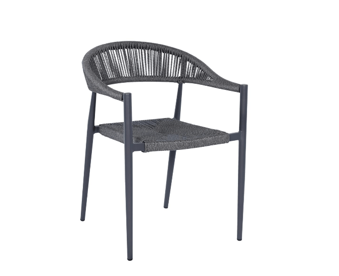Silla de comedor Bistró de aluminio y fibra gris