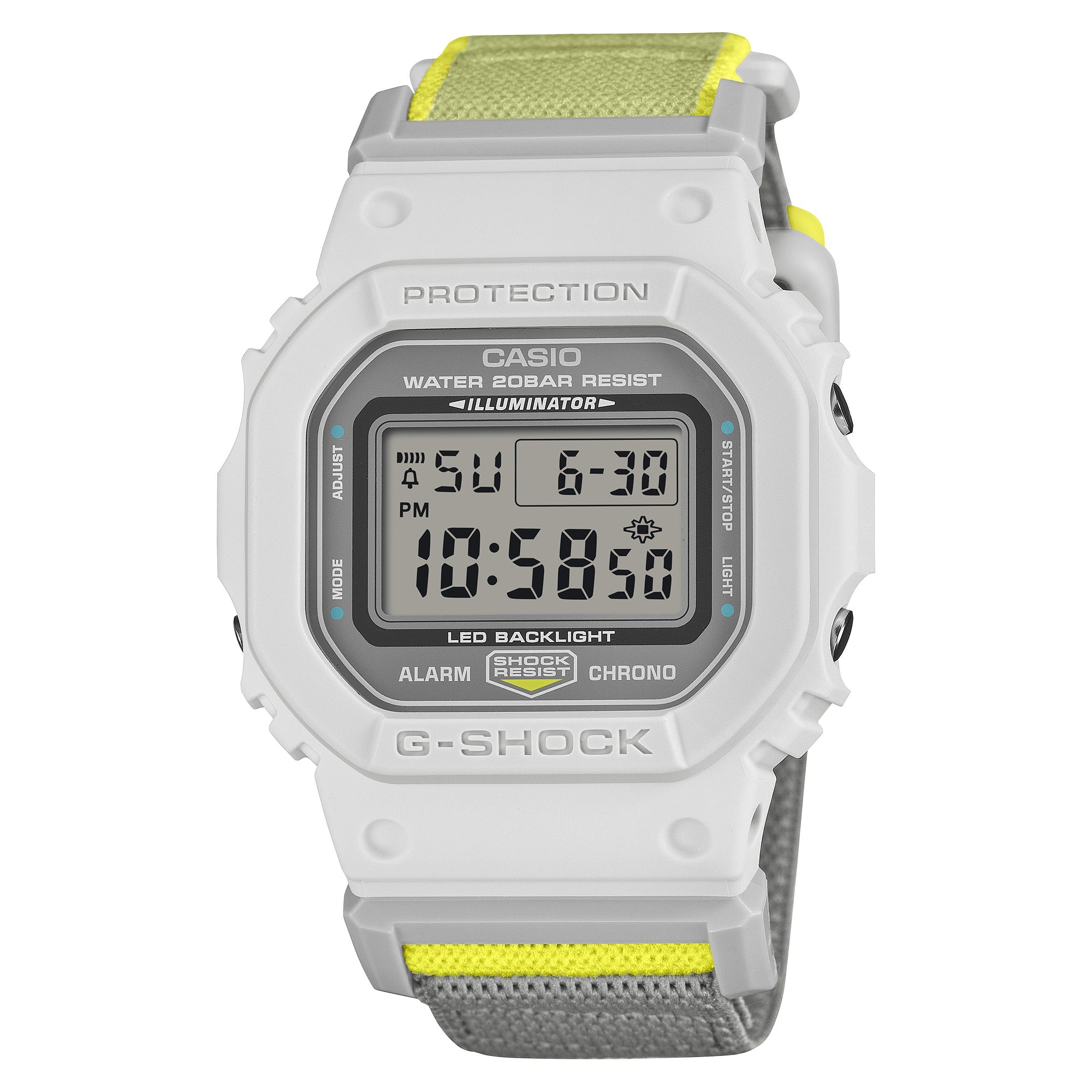 Reloj G-Shock digital para caballero con correa de tela modelo: DW-5600MNC-7A8