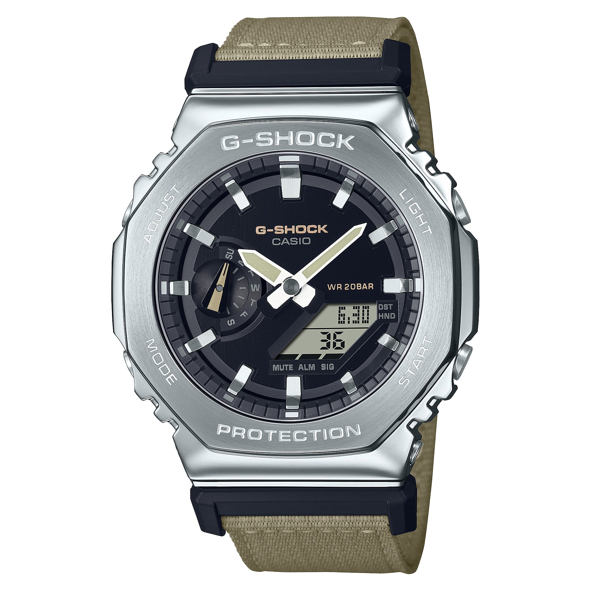 Reloj G-Shock Illuminator analógico-digital para caballero con correa de tela modelo: GM-2100C-5A