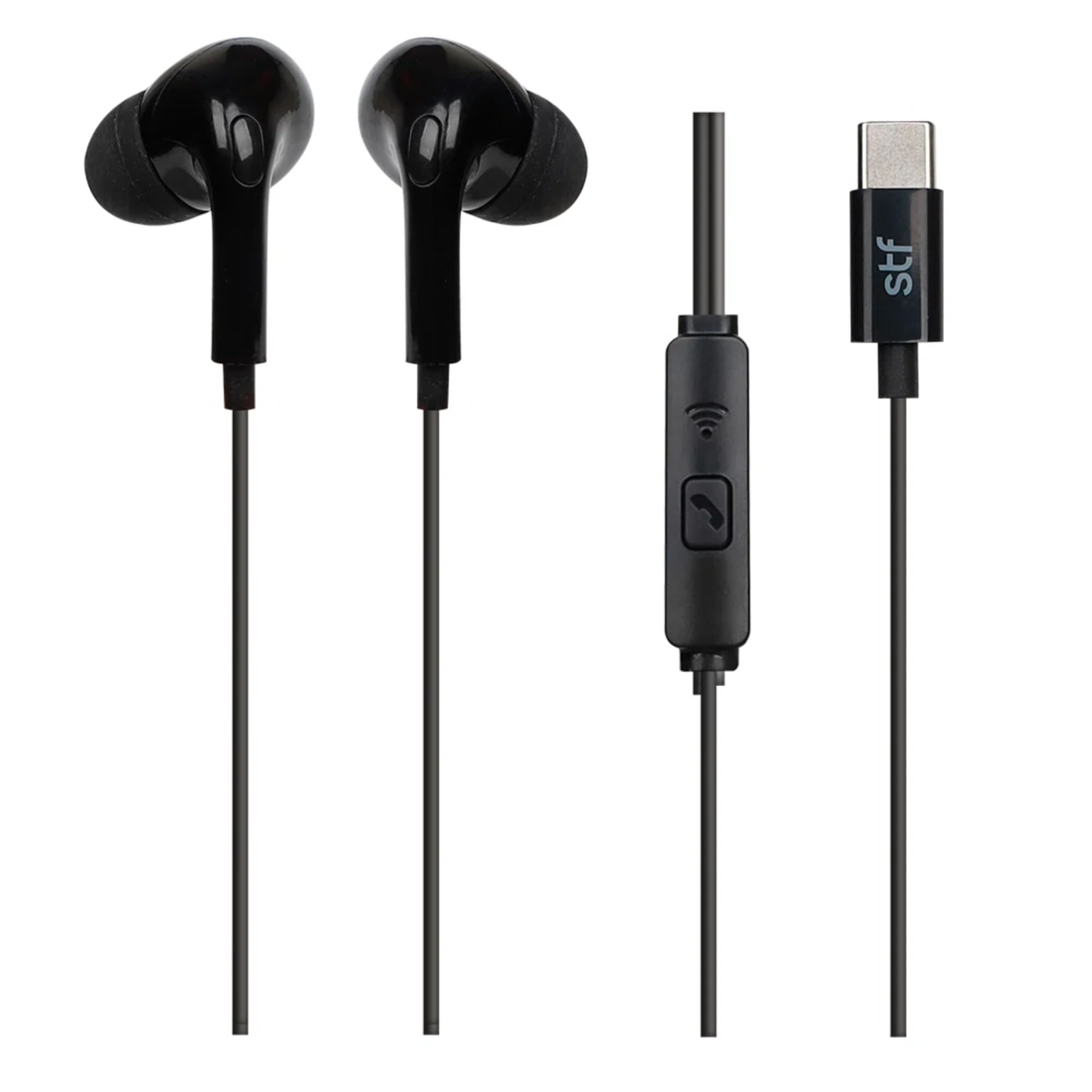 Audifonos Stuffactory alambre tipo c negro con microfono