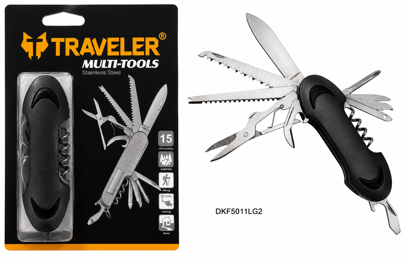 Navaja Traveler Multiusos varios colores 15 en 1 negro DKF5011LG2