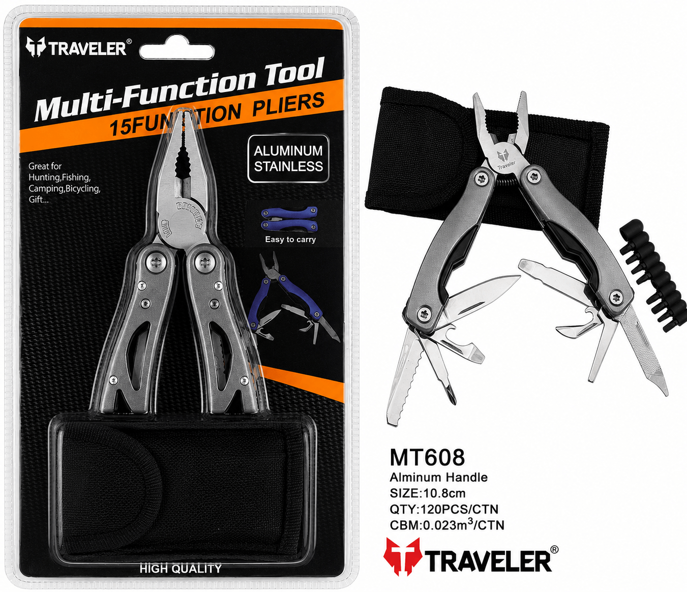 Navaja multiuso traveler con pinzas gris XMT608