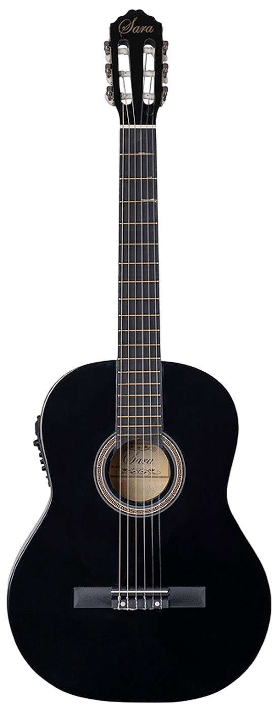 Guitarra Electro Clásica Sara 39" GS851E-BK Negra