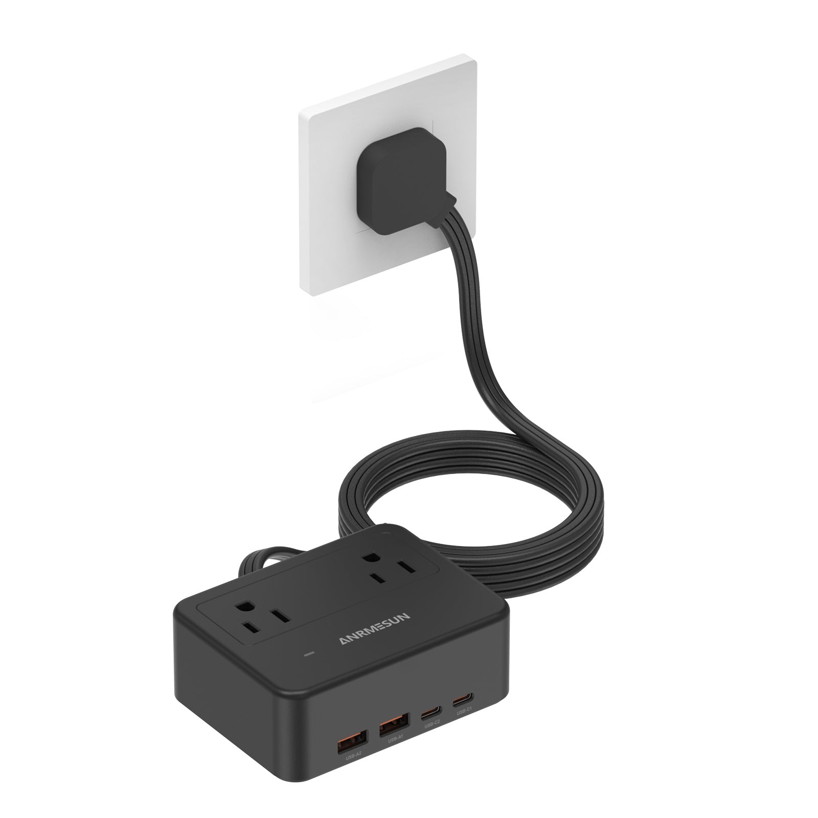 Regleta Anrmesun AP-S1404C 8 en 1 con 4 Tomas AC, 2 USB-A y 2 USB-C PD 20W AP-S1404C-N