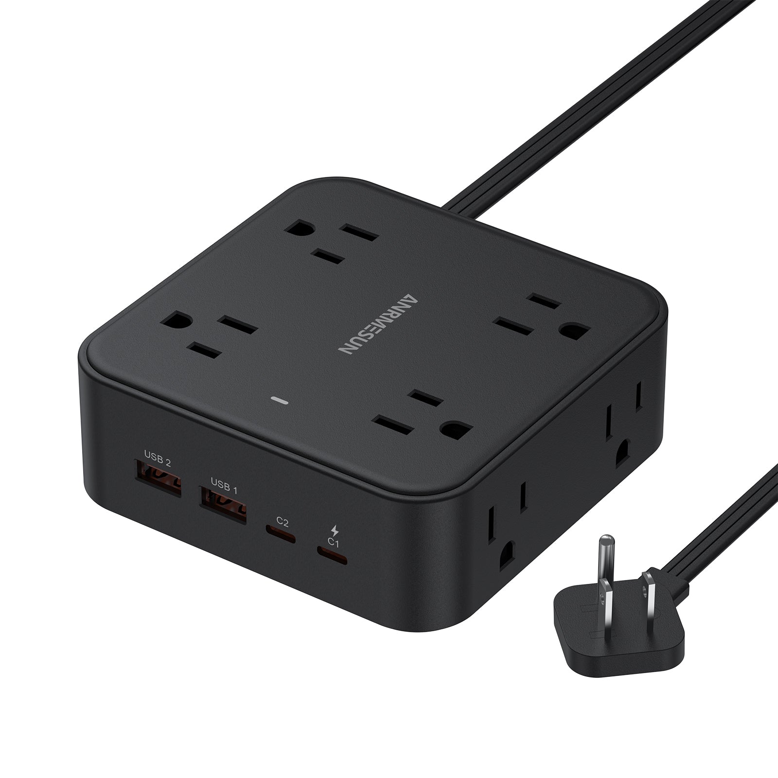 Regleta Eléctrica Anrmesun AP-S1801C con 8 Tomas AC, 2 USB-A y 2 USB-C PD 20W AP-S1801C-N