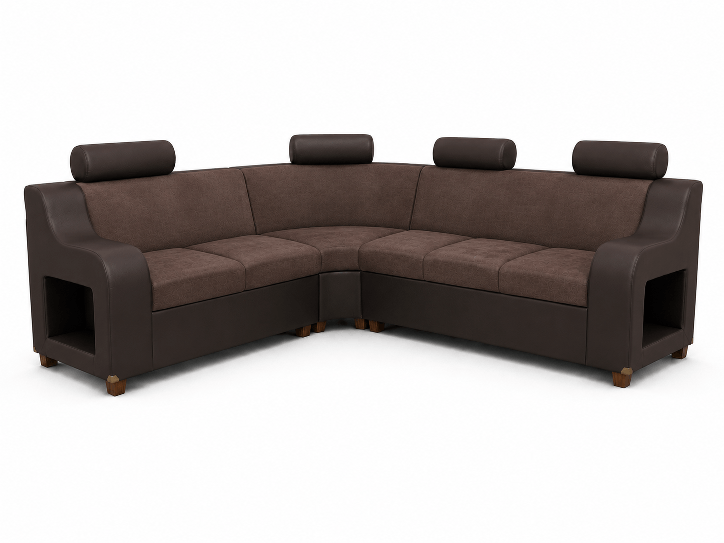Sala modular Orrego modelo Paris cuerina color cafe con tela color chocolate