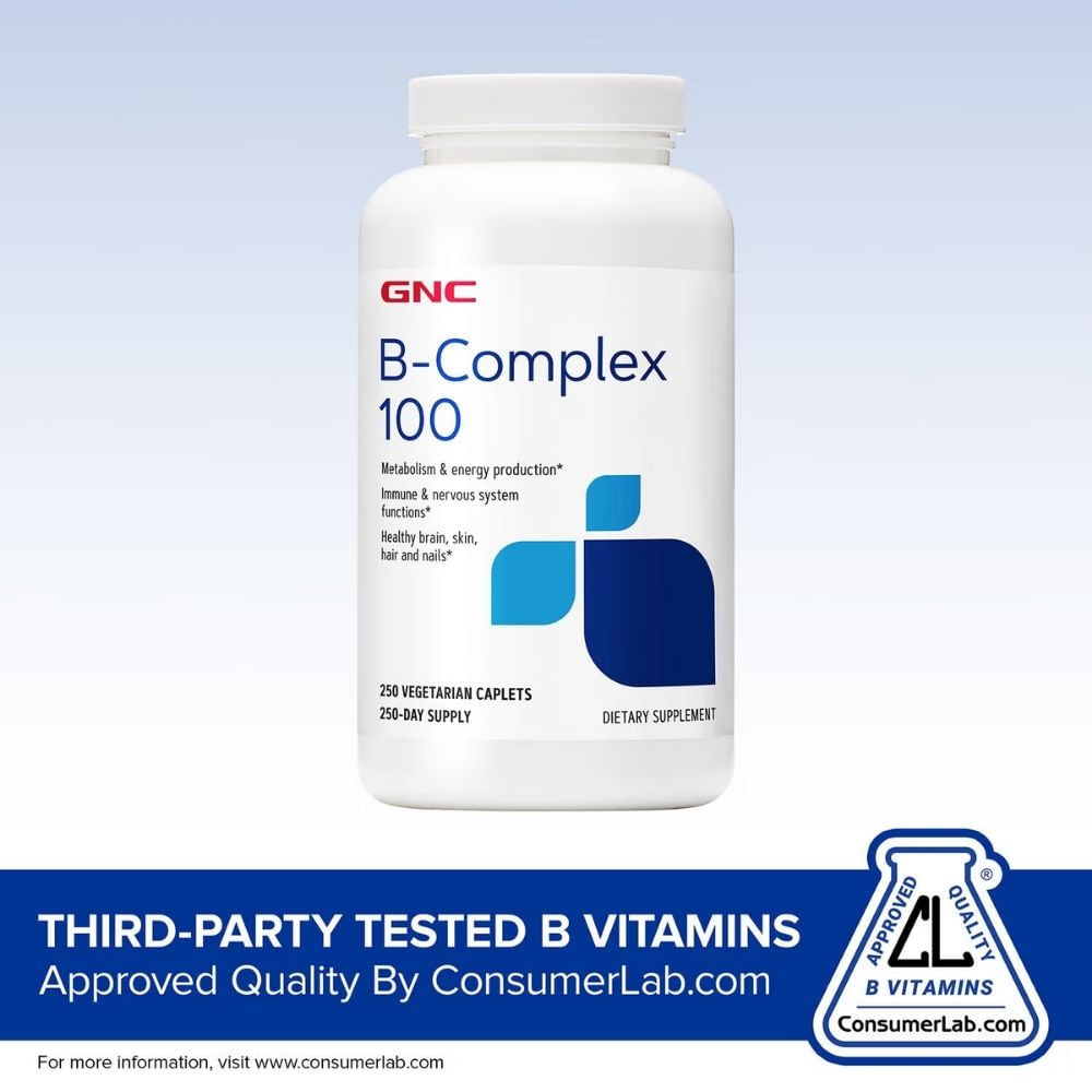 B-Complex 100 mg GNC 250 tabletas vegetarianas