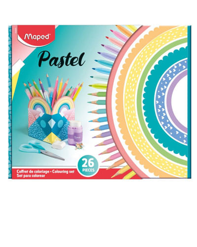 Kit maped kids pastel marcadores y creayones con accesorios 26 piezas