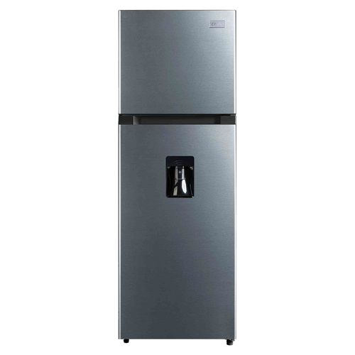 Refrigeradora No Frost Oster 337 Litros  12 Pies Cubicos Black Inox 2 Puertas Luz Led Manija Escondida Dispensador De Agua  Bandejas De Vidrio Templad