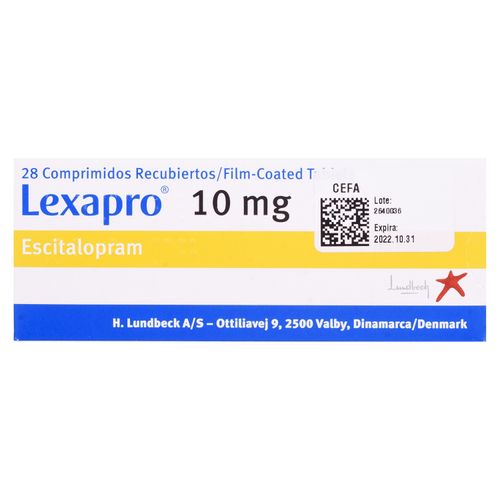 Lexapro 10 mg caja 28 comprimidos - Precio indicado por caja