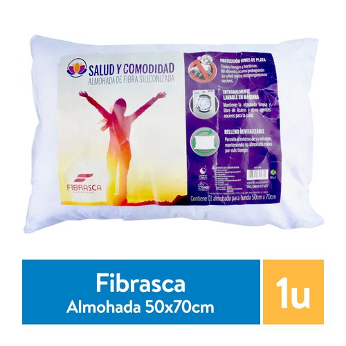 Almohada Fibrasca Salud Y Confort Iones Plata Para Fundas De 50X70Cm