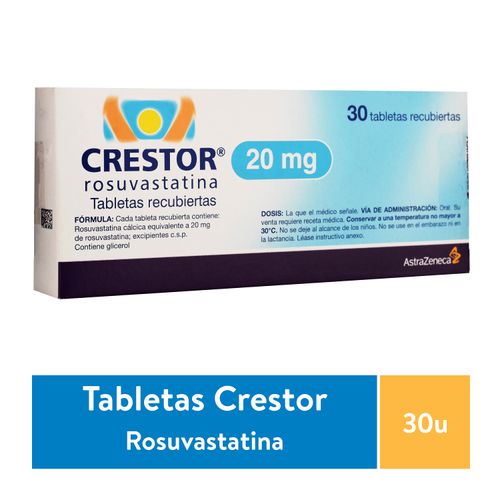 Crestor Astra Zeneca 20Mg 30 Tabletas Una Caja