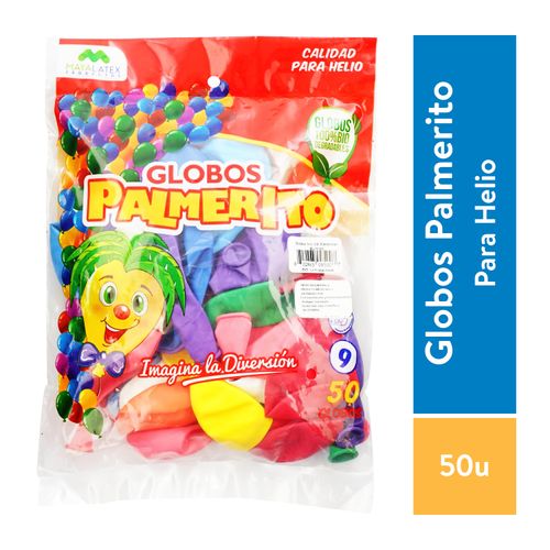 Globos Palmeritos Látex No.9 Surtido Colores- 50 Unidades