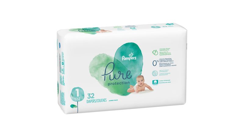 Pañales Pampers Pure Protection Talla N, 31 Unidades