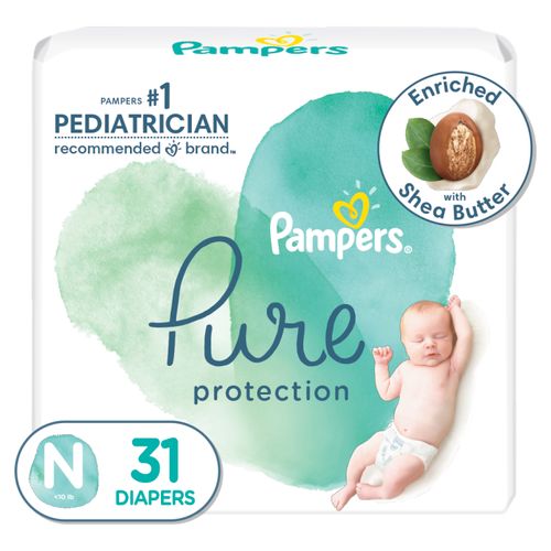 Pañales Pampers Pure Protection Talla N, 31 Unidades