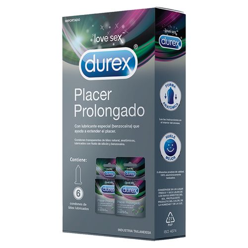 Preservatvos Durex Placer Prolongad 6 Un