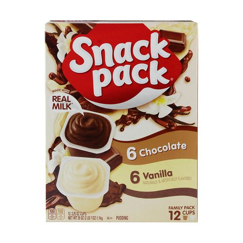 12 Pack Pudin Hunts Snack Pack Chocolate y Vainilla - 92gr