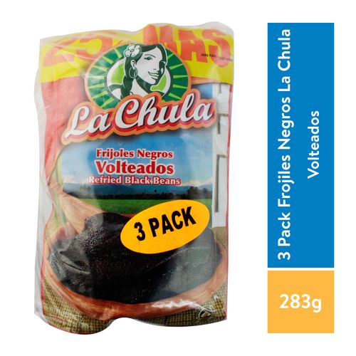 3 Pack Frijol La Chula Negro Volteado - 283gr