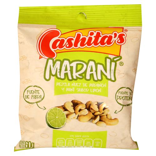 Marañón Y Maní Cashitas Maraní Sabor Limón  - 60g