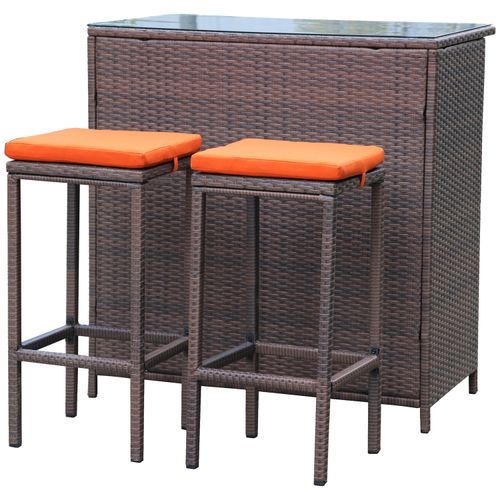 Set De Bar Mainstays De Rattan Color Terracota