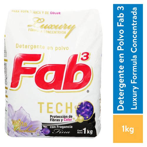 Detergente Polvo Fab3 Luxury Blanco - 1000gr