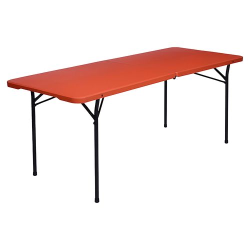 Mesa Plegable De 6 Pies,Tamaño Del Producto (Cm): 182,8X76X73,7 Cm,Doblado A La Mitad. Tablero De Pp Moldeado Al Vacío, Recubrimiento De Polvo Liso Ne