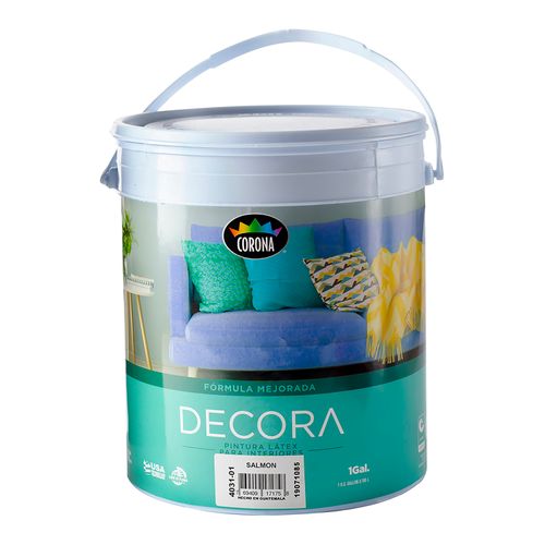 Pintura Latex Decora, Fórmula Mejorada Para Interiores Color Salmon - 1 Galón